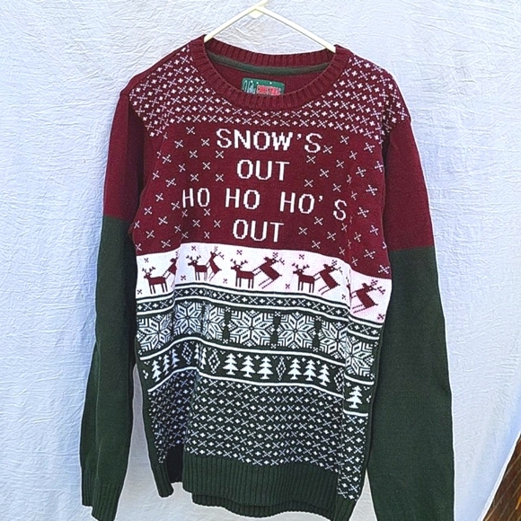 Men's ugly sweater contest winner, Snow's Out, Ho Ho Ho's Out, sz XXL - Picture 1 of 8